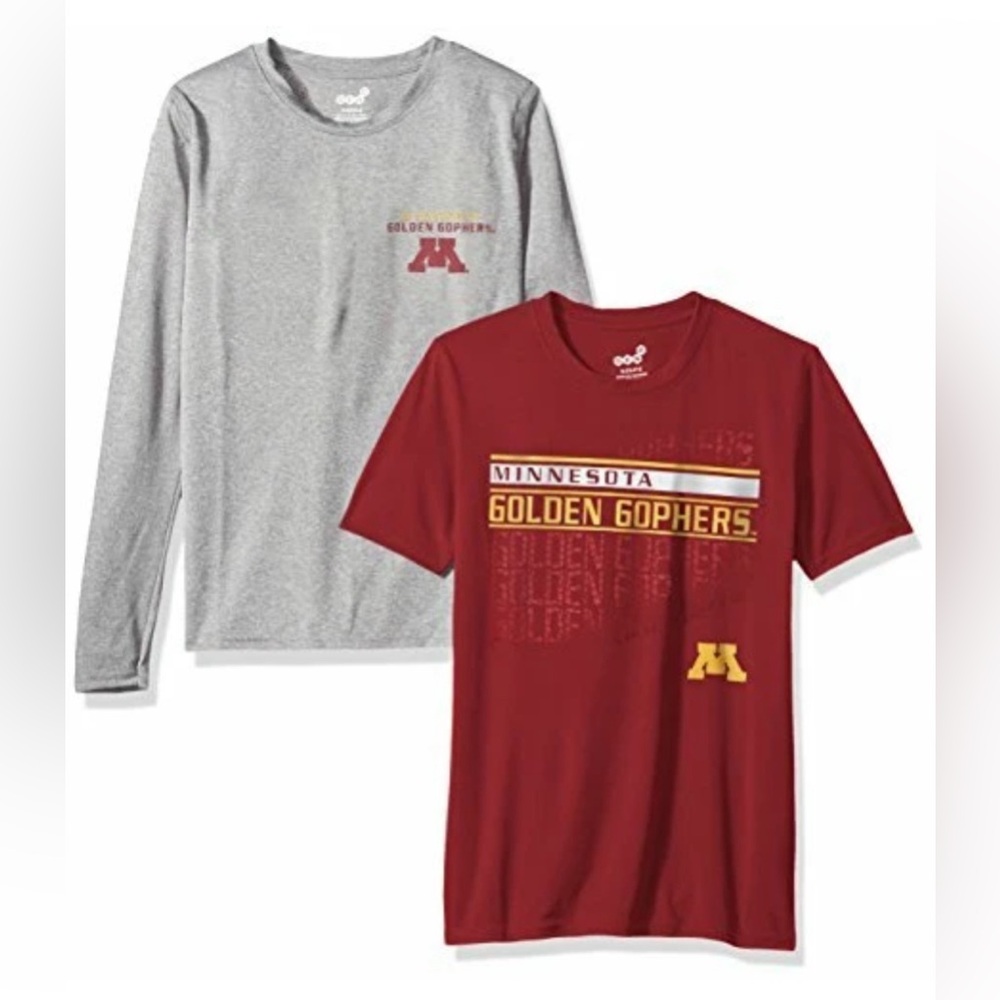 Lot of 2x NWT [Gen2] Minnesota Golden Gophers NCAA Performance Shirts Y L 14/16